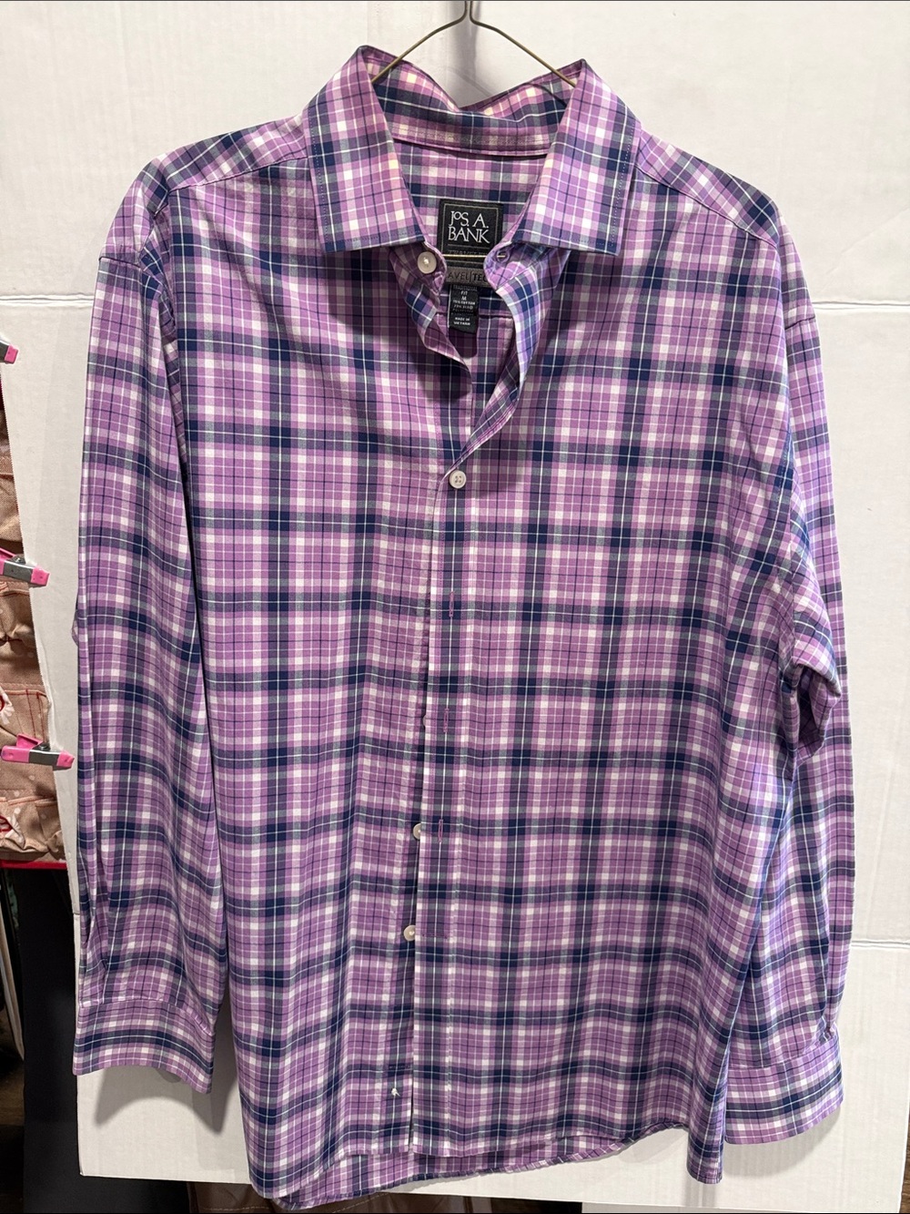 Jos. A. Bank Purple Plaid Long-Sleeve Button-Down Shirt